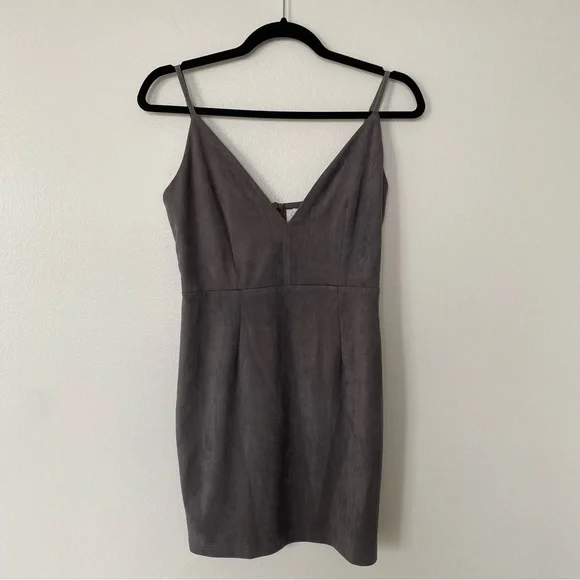 grey suede mini dress Carissa Suede Mini Dress
